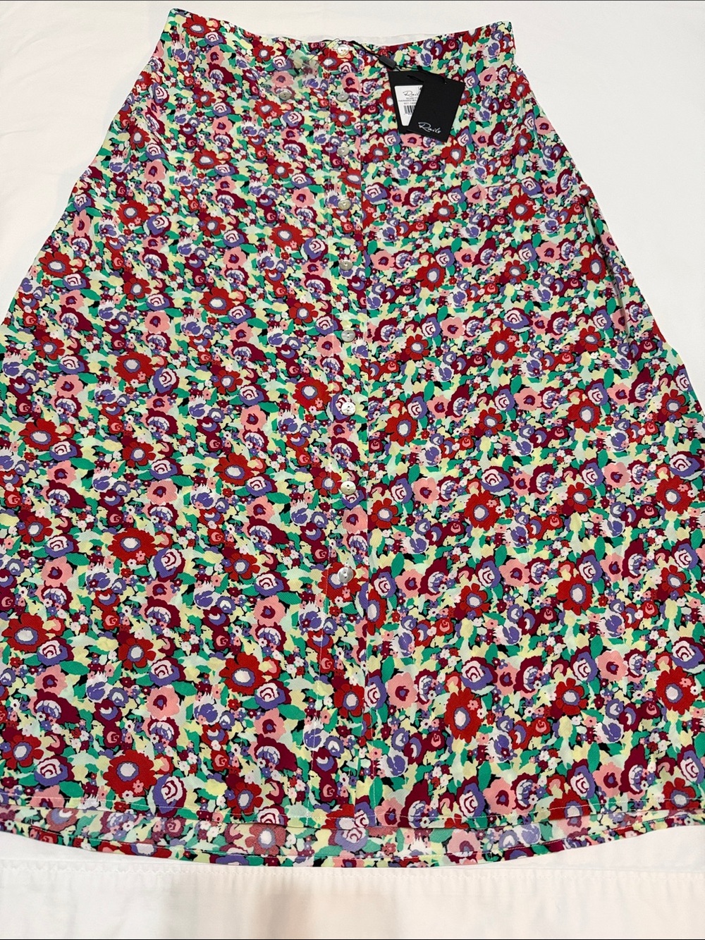 Rails Multi Floral Button-Front A-Line Skirt M NWT